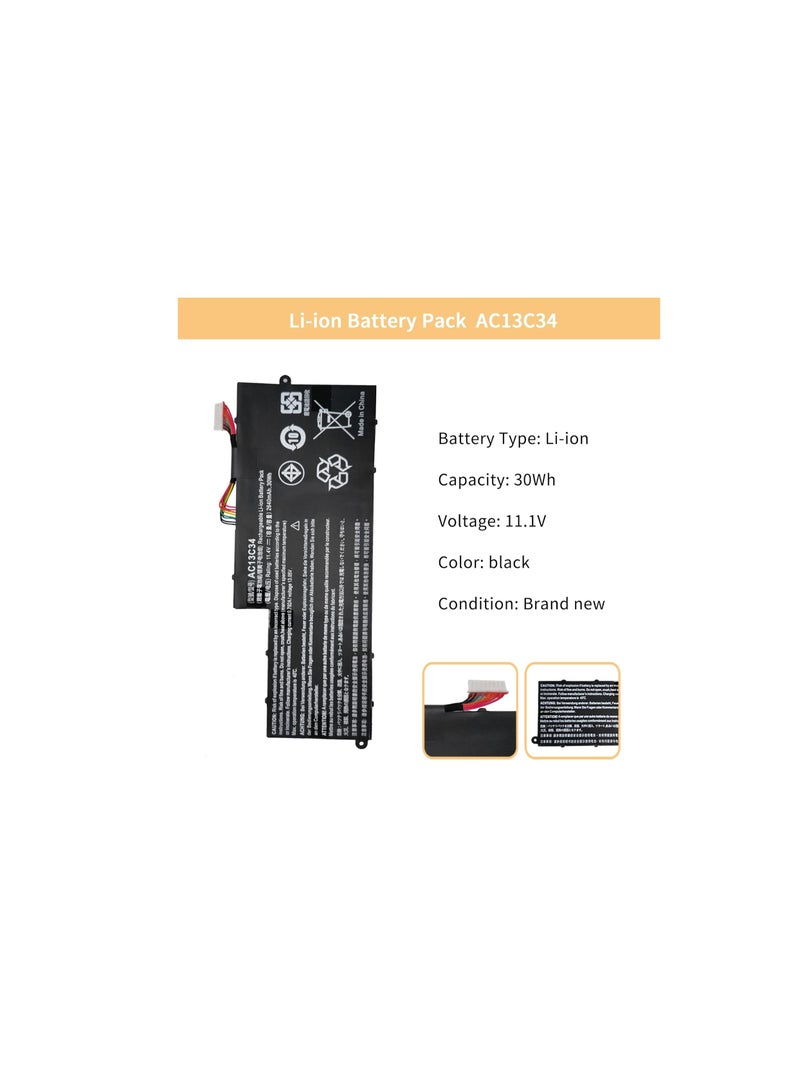 Terabyte بطارية لابتوب AC13C34 لأيسر أسباير V5 122P V5 132P E3 111 E3 112V E3 111 C0M6 E3 111 C0UM E3 111 C5AL ES1 111M MS237 - Image 2