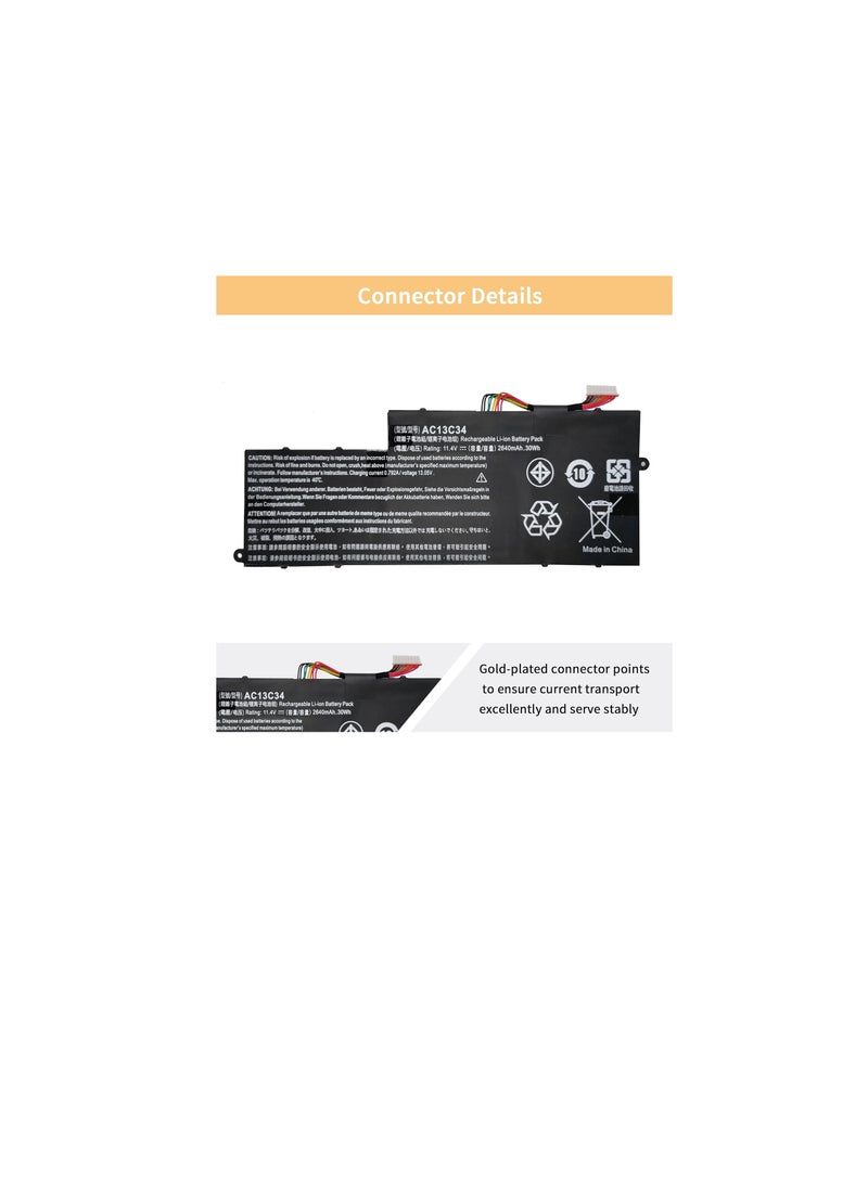 Terabyte بطارية لابتوب AC13C34 لأيسر أسباير V5 122P V5 132P E3 111 E3 112V E3 111 C0M6 E3 111 C0UM E3 111 C5AL ES1 111M MS237 - Image 3