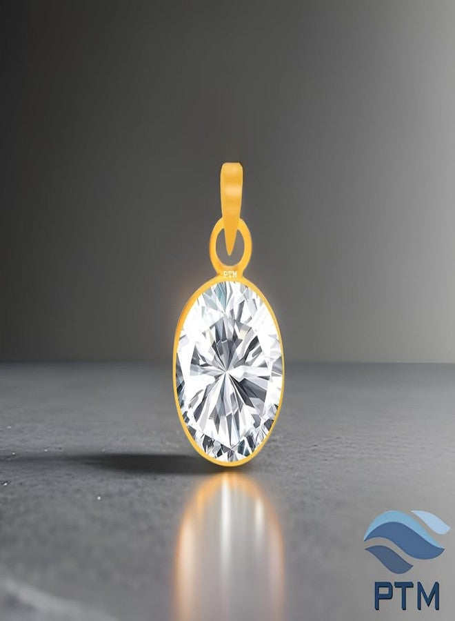 Ptm American Diamond/Zircon 8.25 Ratti or 7.5 Carat Astrological Certified Gemstone Panchdhatu/5 Metals 22k Gold Plated Pendant for Men & Women -fba3825 - Image 2