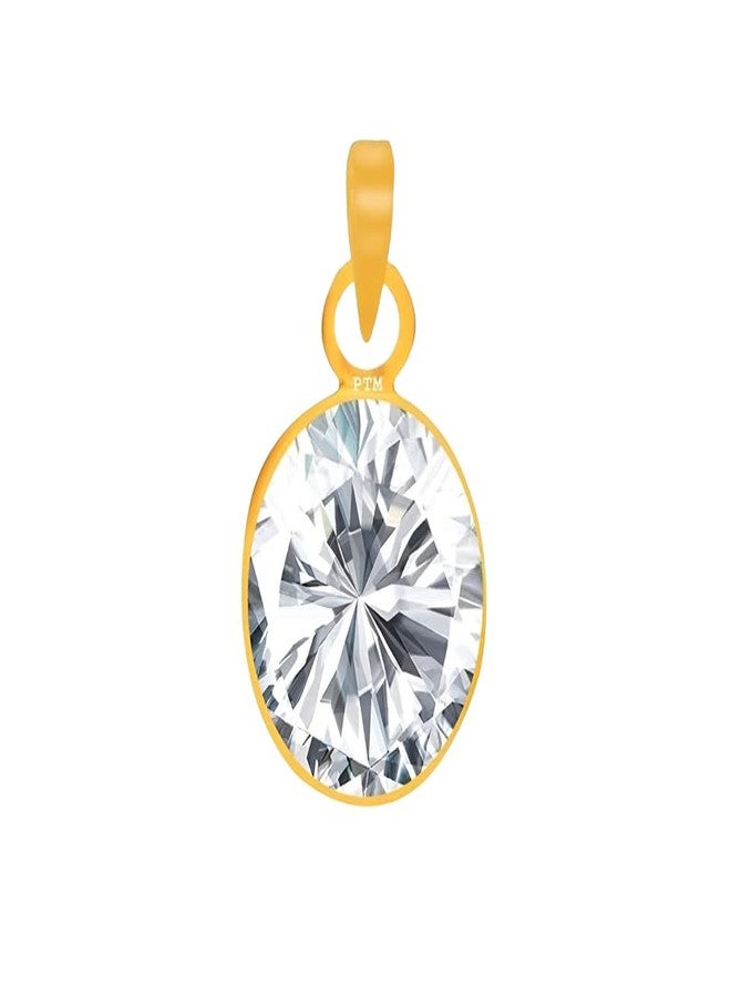 Ptm American Diamond/Zircon 8.25 Ratti or 7.5 Carat Astrological Certified Gemstone Panchdhatu/5 Metals 22k Gold Plated Pendant for Men & Women -fba3825 - Image 1