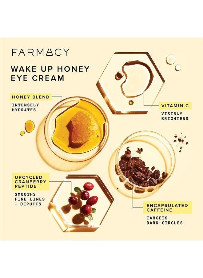 FARMACY - Wake Up Honey Eye Cream for Dark Circles and Puffiness - Under Eye Cream for Wrinkles and Bags Under Eyes - Formulated with Caffeine & Vitamin C - Image 1