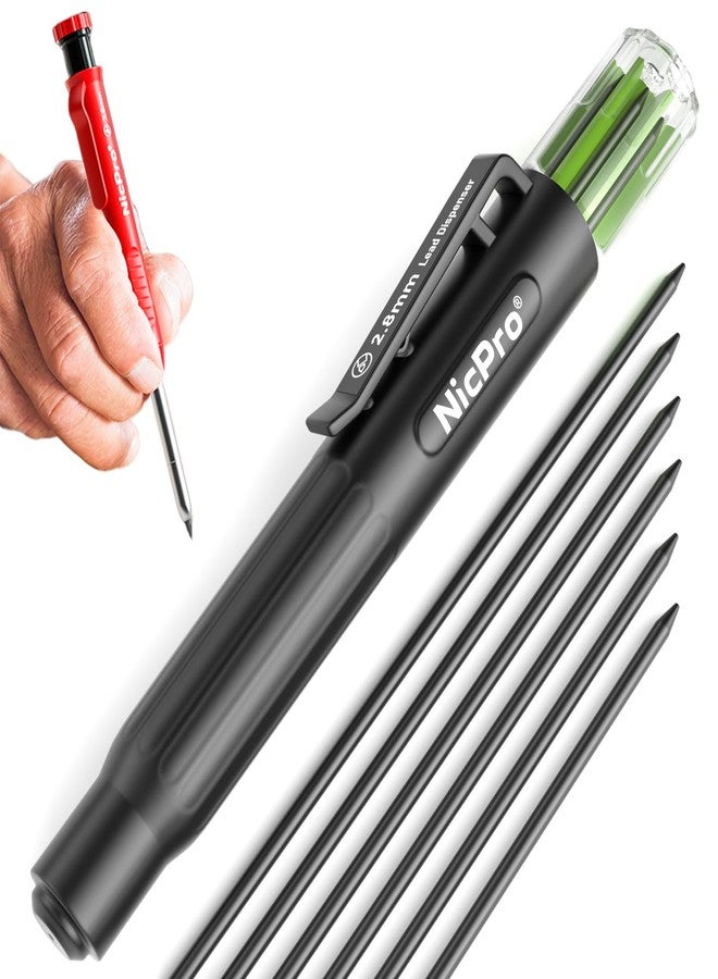 Nicpro 6 Pieces Carpenter Pencil Lead Refills 2.8mm, Lead Refill for Mechanical Carpenter Pencil, Break Resistant 2.8 mm Leads for Construction Pencils, Woodworking Pencils (Black) - Image 1