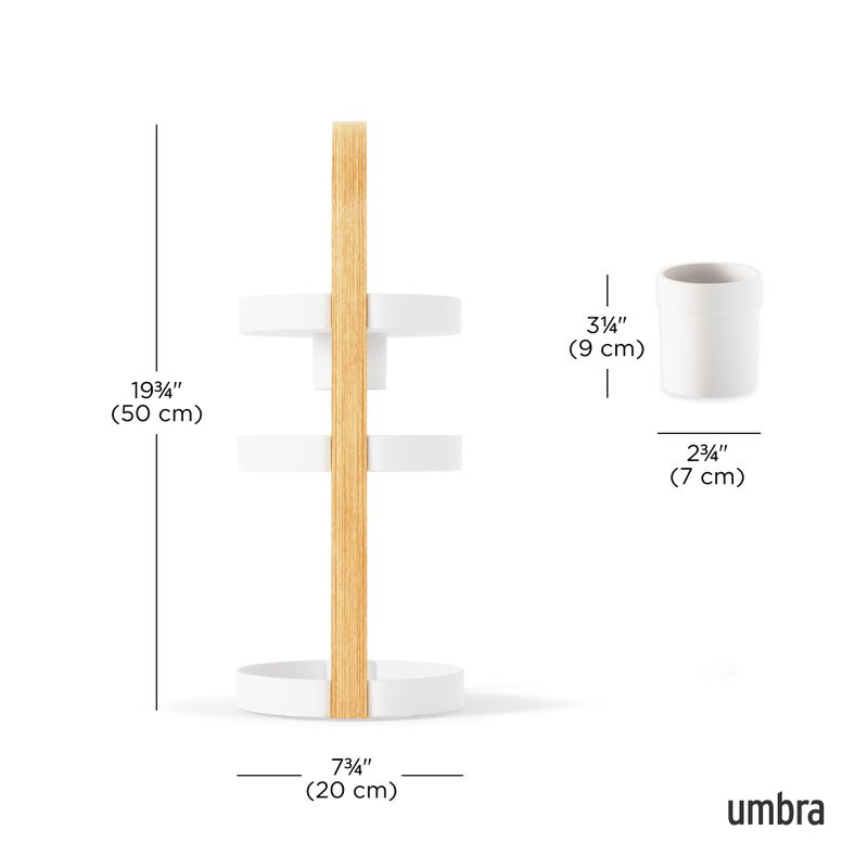 Umbra Bellwood Cosmetic Organizer, (50.2x19.5x19.3cm), White/Natural - Image 3