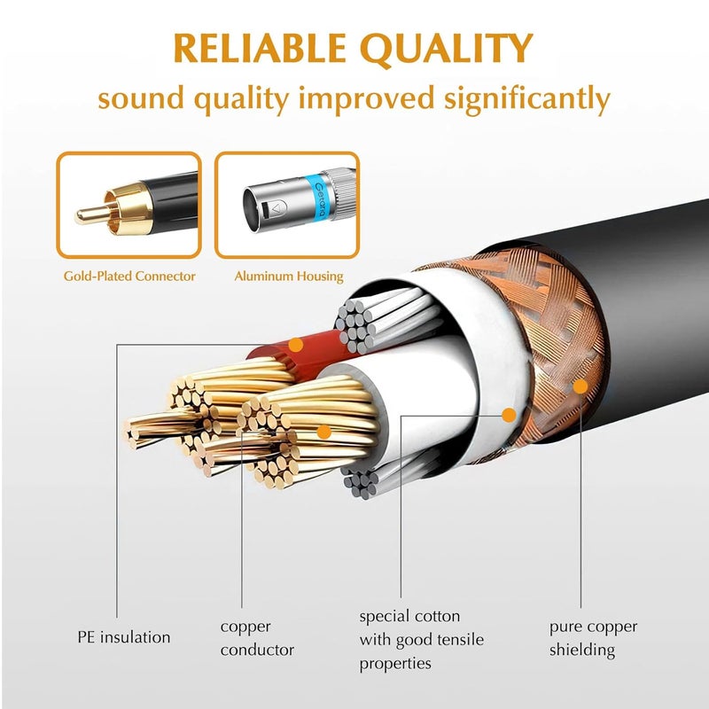 Getaria Dual RCA to Dual XLR cable,2 RCA Male to 2 XLR Male HiFi Stereo Connection Microphone Cable,Audio Wire Cord for Amplifier,Mixer,Microphone - Image 5