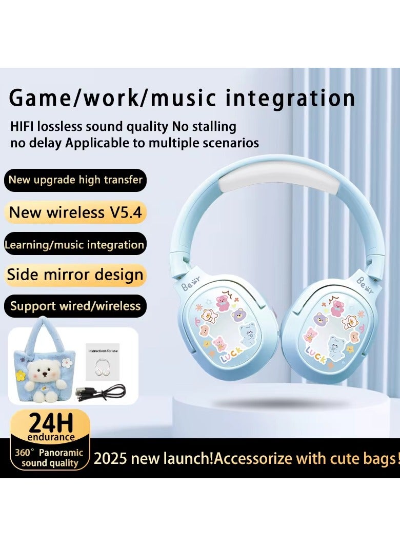 Bear Cute Over-Ear Wireless Bluetooth 5.4 Headphone HD Audio Music Bass - Image 2