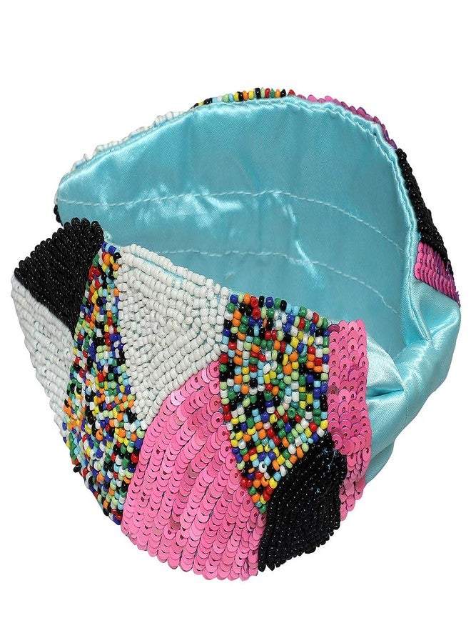 Nnr Beaded Hair Bands For Girls,Hand Made Embroidery Hair Bands For Parties And Functions,Pack Of 1 Pcs, Color-Ice Blue - Image 2