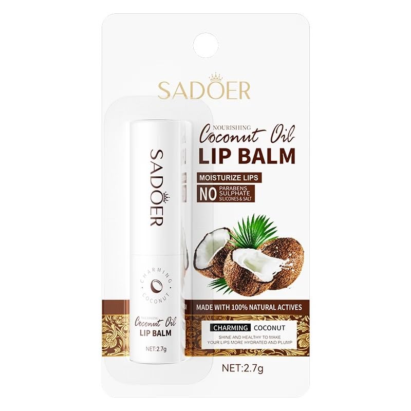 Sadoer Coconut Oil Lip Balm - Hydrating, Soothing, Long-Lasting Protection, All-Season Protection - Image 1