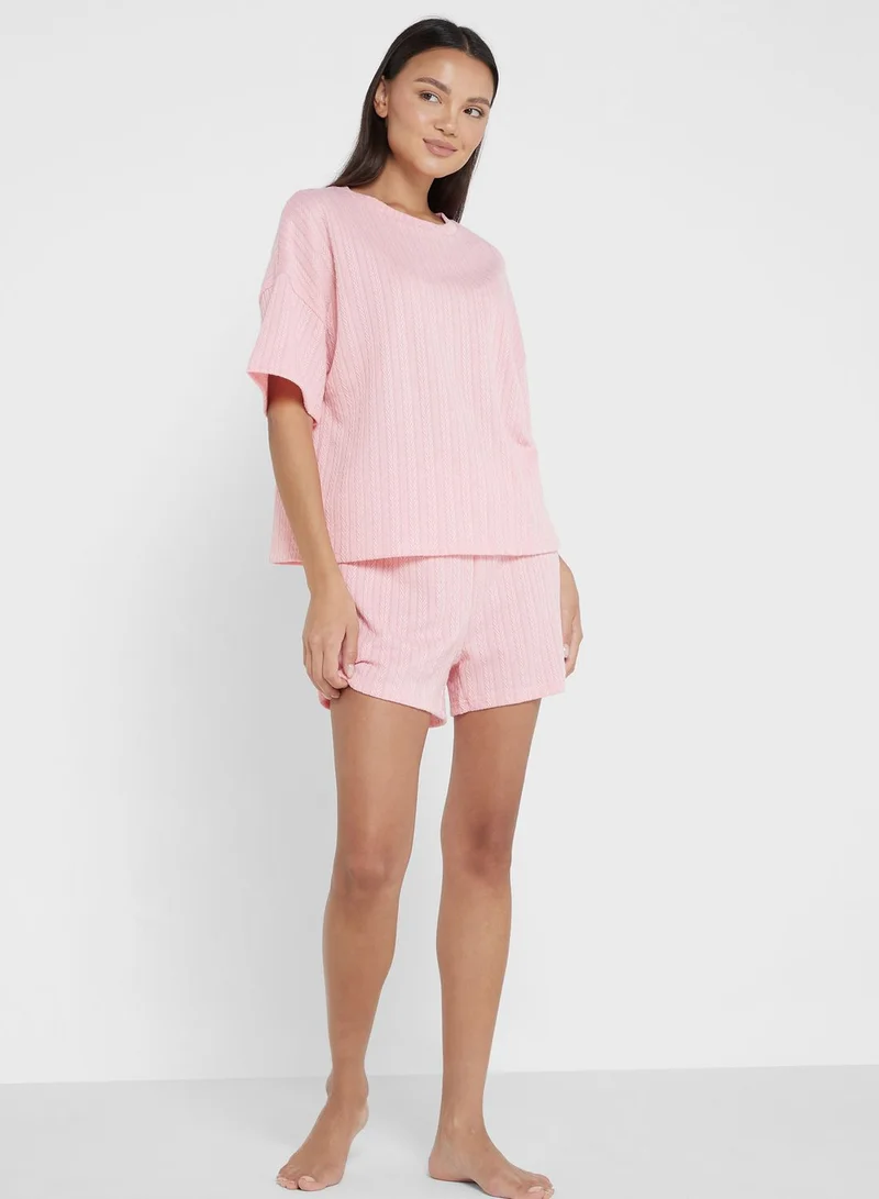 Ginger Textured Pyjama Shorts Set