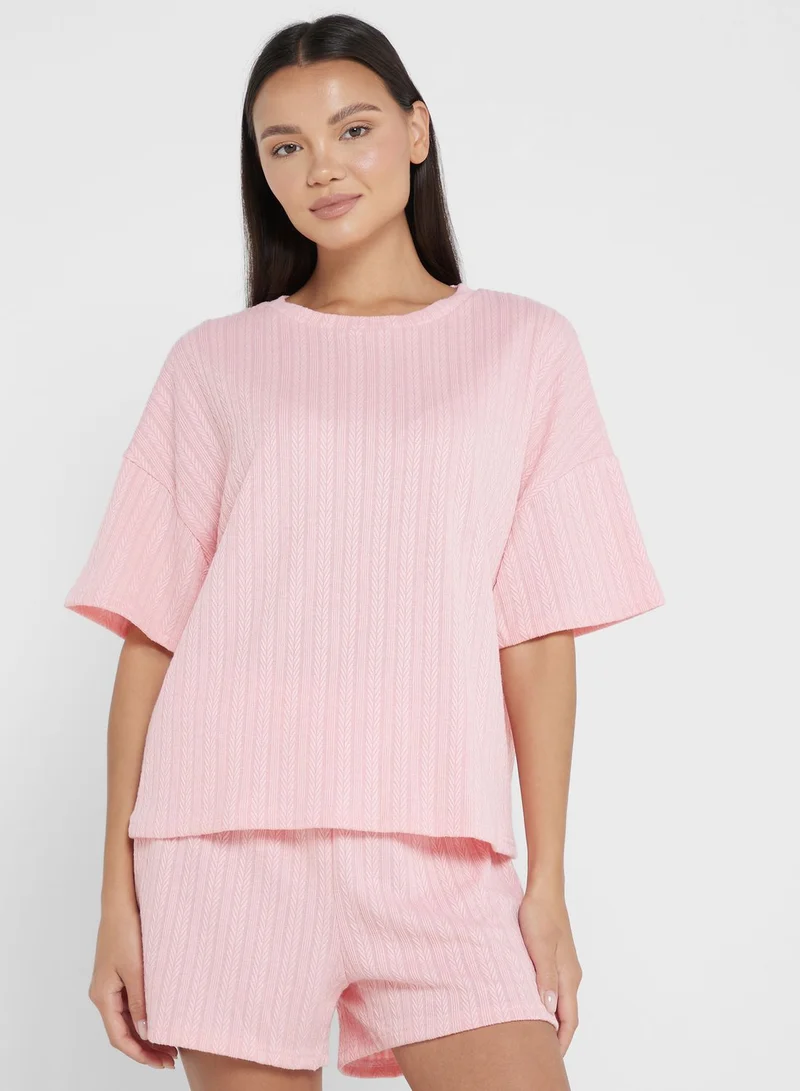 Ginger Textured Pyjama Shorts Set