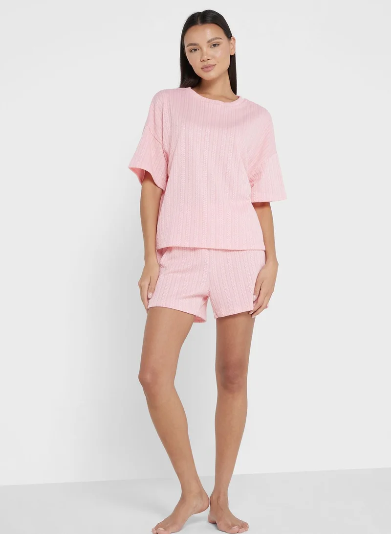 Ginger Textured Pyjama Shorts Set