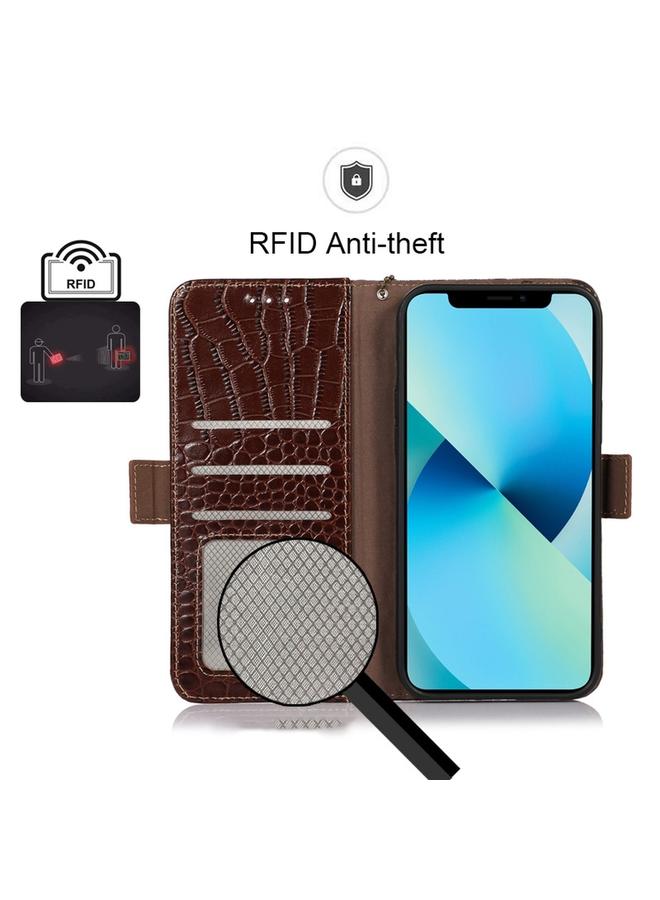 Zaboon Case For Huawei Nova Y90/Enjoy 50 Pro Crocodile Top Layer Cowhide Leather Phone Case - Image 5