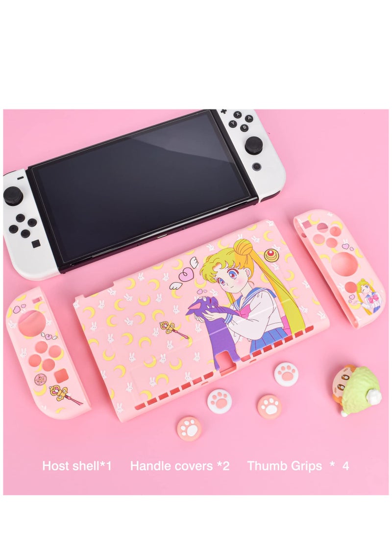Excefore Protective Case for Nintendo Switch, Sailor Moon Switch OLED Protective Case Silicone Soft Cover Shockproof Pink Skin Joy Con Shell  - Image 2