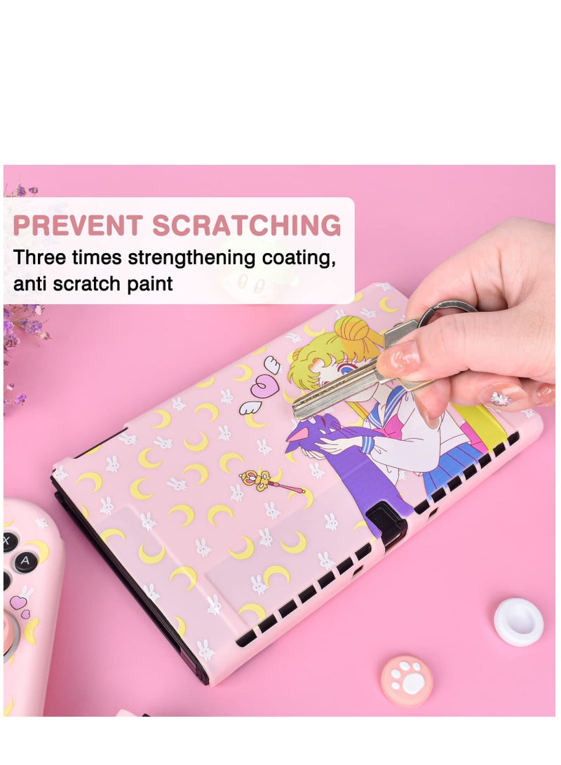 Excefore Protective Case for Nintendo Switch, Sailor Moon Switch OLED Protective Case Silicone Soft Cover Shockproof Pink Skin Joy Con Shell  - Image 5