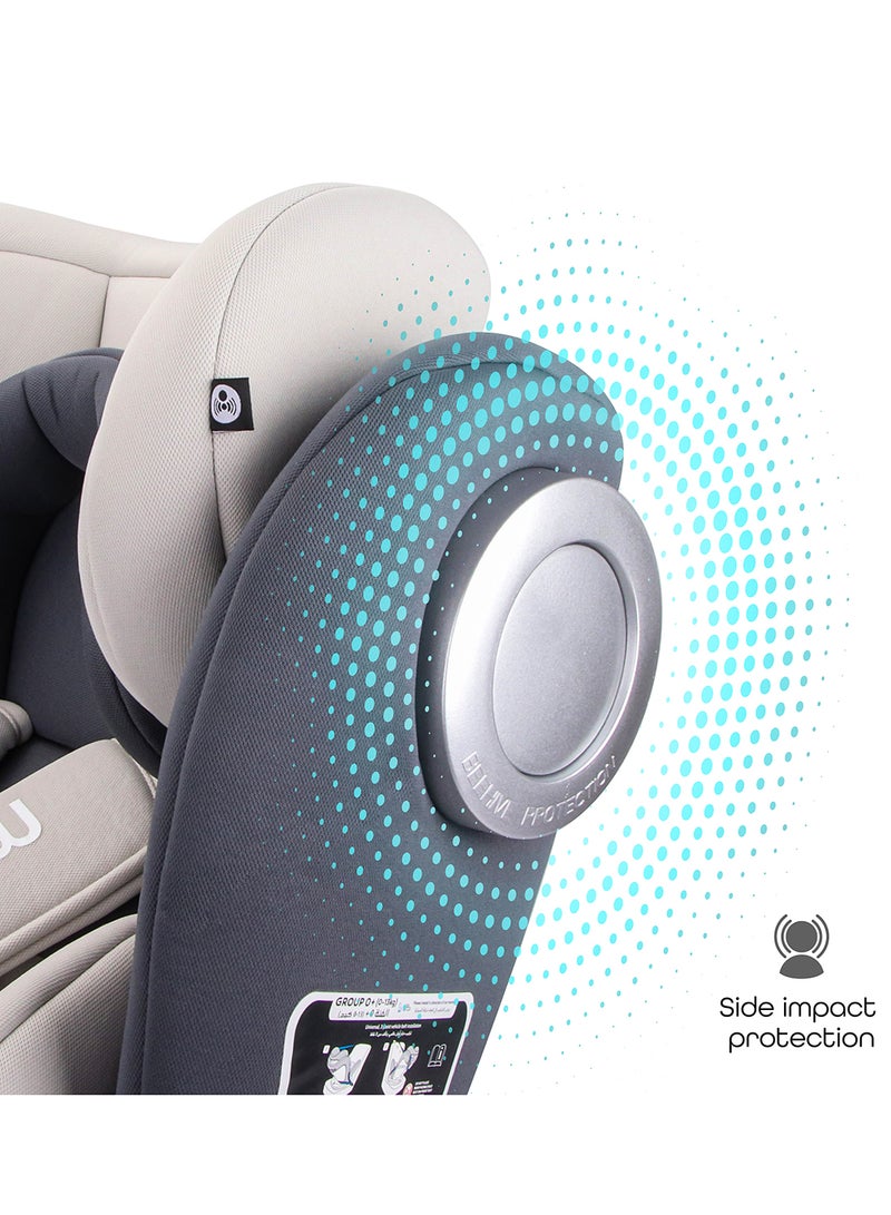Moon Gyro Car Seat – 360° Rotating Booster Seat with ISOFIX, Group 0+/1/2/3 (0m–12y, Up to 36kg), Rear And Forward Facing, Safety Travel Gear – Grey - Image 4