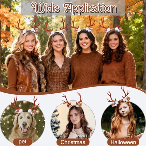 Komotu Women's Deer Costume Accessories reindeer antler ears headband Fawn Horn Headband christmas headbands Halloween Costume Accesso - Image 5