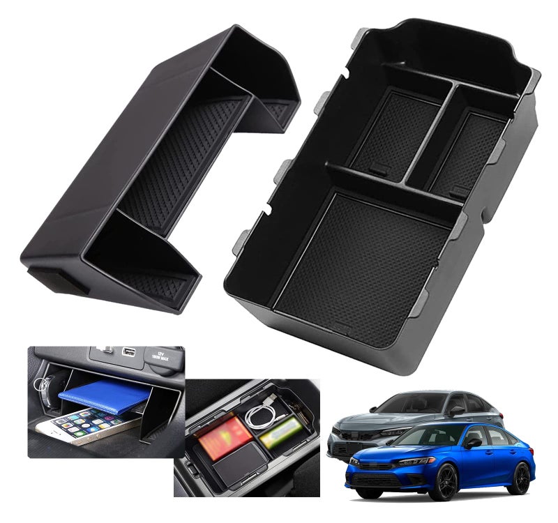 XXCIWP 2024 2025 Civic Center Console Organizer Tray for 2023 2022 Honda Civic 11th Gen Sedan Hatchback LX EX Sport 2022 Accessories Civic 2023 Central Console Organizer Insert Tray(2pcs) - Image 1