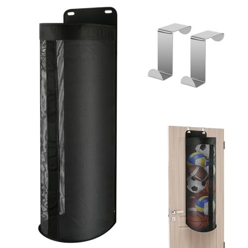 Cosmos Ball Storage Organizer Over Door Hanging Sports Equipment Storage Net Bag Home Garage Sports Accessories Hanging Bag for Holding Basketball Football Soccer Volleyball with 2 Pcs Metal Hooks - Image 1