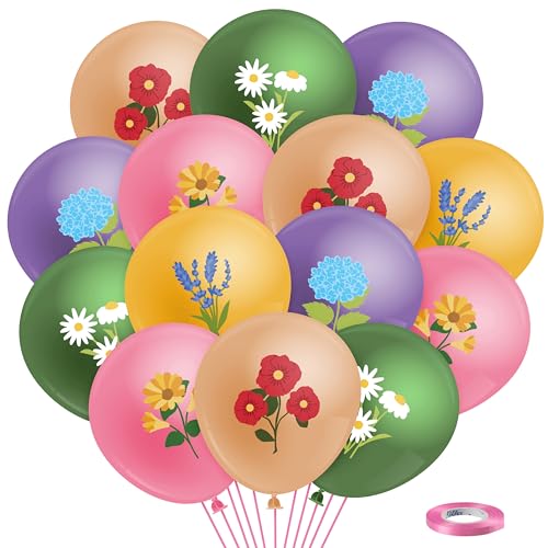 K1tpde Wild Flower Balloons Decorations 50PCS Assorted Colored Spring Floral Latex Balloon Set for Kids Baby Shower Spring Summer Picnic Party Decoration for Garden Decor - Image 1