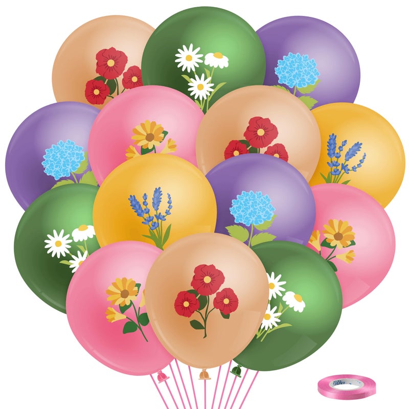 K1tpde Wild Flower Balloons Decorations 50PCS Assorted Colored Spring Floral Latex Balloon Set for Kids Baby Shower Spring Summer Picnic Party Decoration for Garden Decor - Image 3