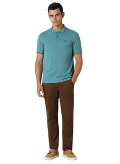 Van Heusen Van Heusen Men's Regular Fit Polo T-Shirt (VSKPWRGFR16516_Teal M)  - Image 4