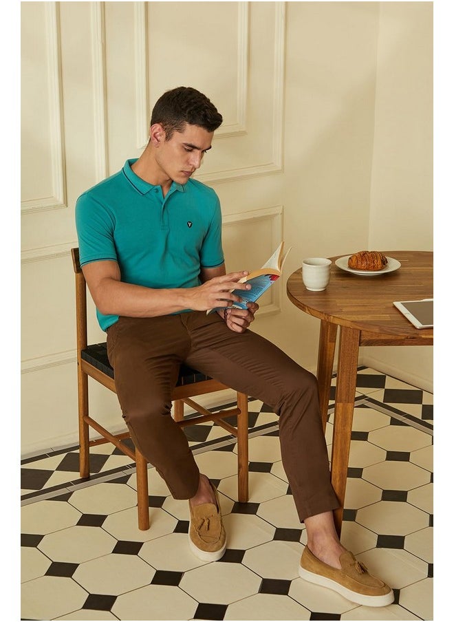 فان هيوزن تي شيرت بولو بقصّة عادية للرجال من Van Heusen (VSKPWRGFR16516_Teal M)  - Image 2