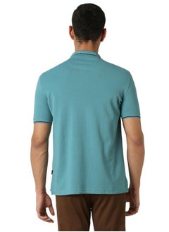Van Heusen Van Heusen Men's Regular Fit Polo T-Shirt (VSKPWRGFR16516_Teal M)  - Image 5