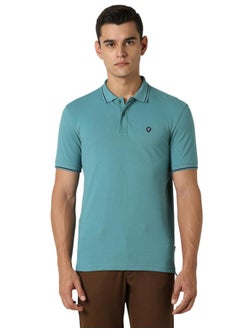 Van Heusen Van Heusen Men's Regular Fit Polo T-Shirt (VSKPWRGFR16516_Teal M)  - Image 1