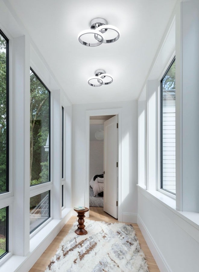 CANEOE Round Modern Led Ceiling Light Fixtures, 6000K Cool White Hallway Light Fixtures Ceiling, Bathroom Close to Ceiling Lights for Bedroom Kitchen Corridor Stair Aisle Lamps - Image 3