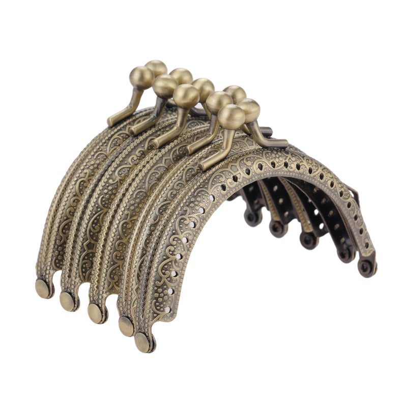 Mtsooning Metal Purse Frame 5PCS 3385cm Bronze Kiss Clasp Lock Arch Sape Coin Bag Clasp for DIY Coin Bag Handle Sewing Craft