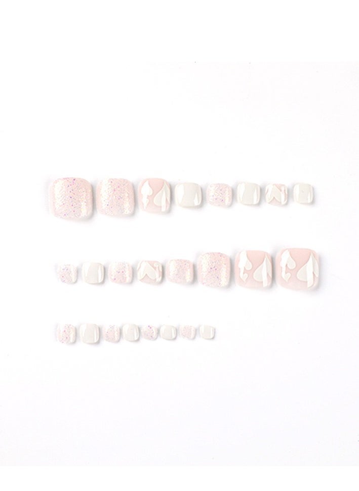 JOSQUEWNN - White Love Foot Nails Flash Powder Wear Short - Image 1