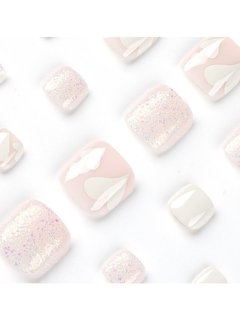 JOSQUEWNN - White Love Foot Nails Flash Powder Wear Short - Image 1