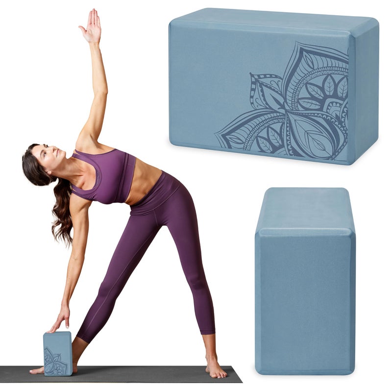 Gaiam Yoga Block - Supportive Latex-Free EVA Foam Soft Non-Slip Surface for Yoga, Pilates, Meditation (Blue Shadow Point) - Image 1