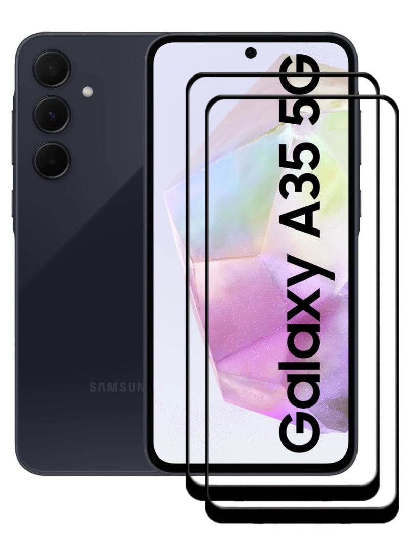ACLIX 2 Pieces Tempered Glass Screen Protector Antistatic ESD Dustproof Premium Quality High Definition Designed For Samsung Galaxy A35 - Image 1