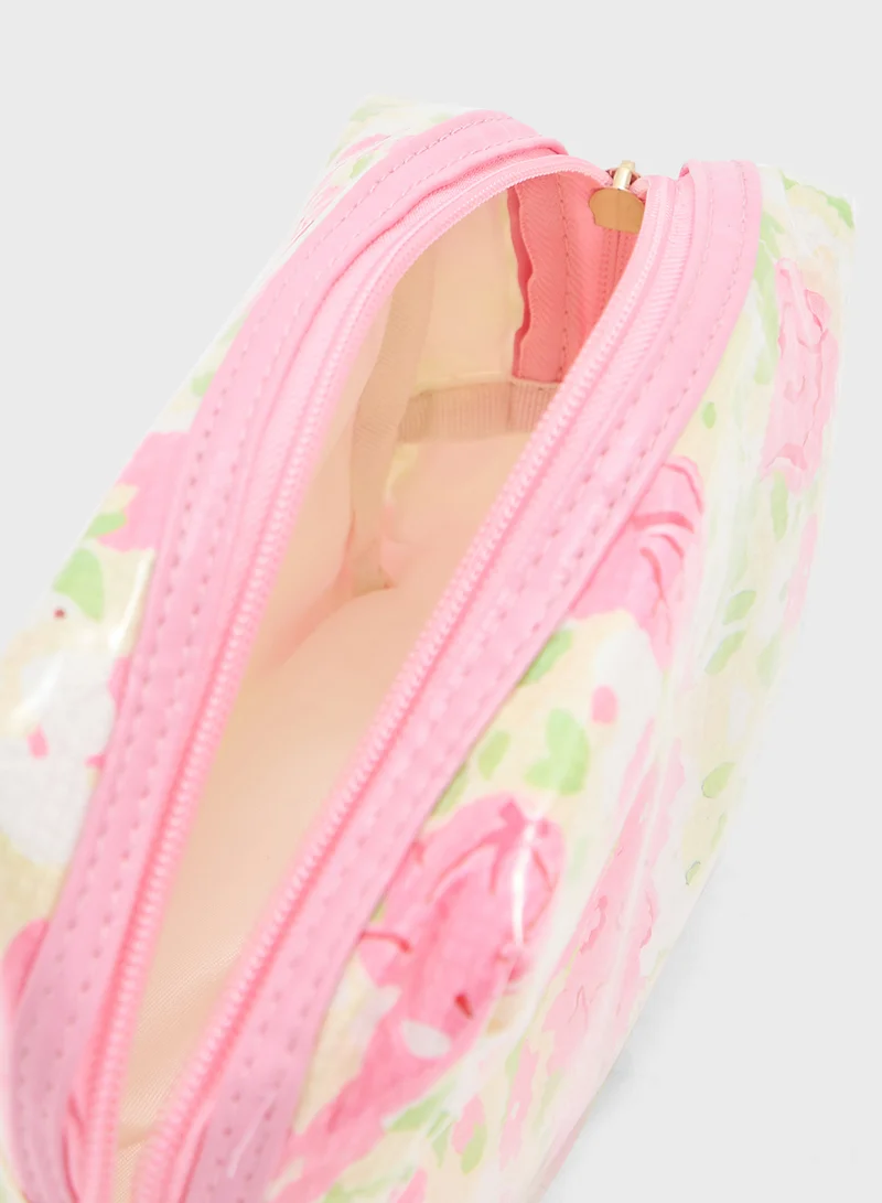 جينجر Floral Print Cosmetic Bag