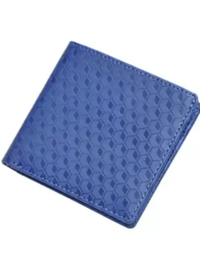 إف اي أس  محفظة FIS إيطالية من البولي يوريثين بتصميم ثنائي الطي من البولي يوريثين للرجال، نافذة لبطاقة الهوية، 6 فتحات للبطاقات، جيبين جانبيين، مقصورات مقسمة للفواتير، لون أزرق، مقاس مغلق 100 × 105 ملم - FSPQBLD3