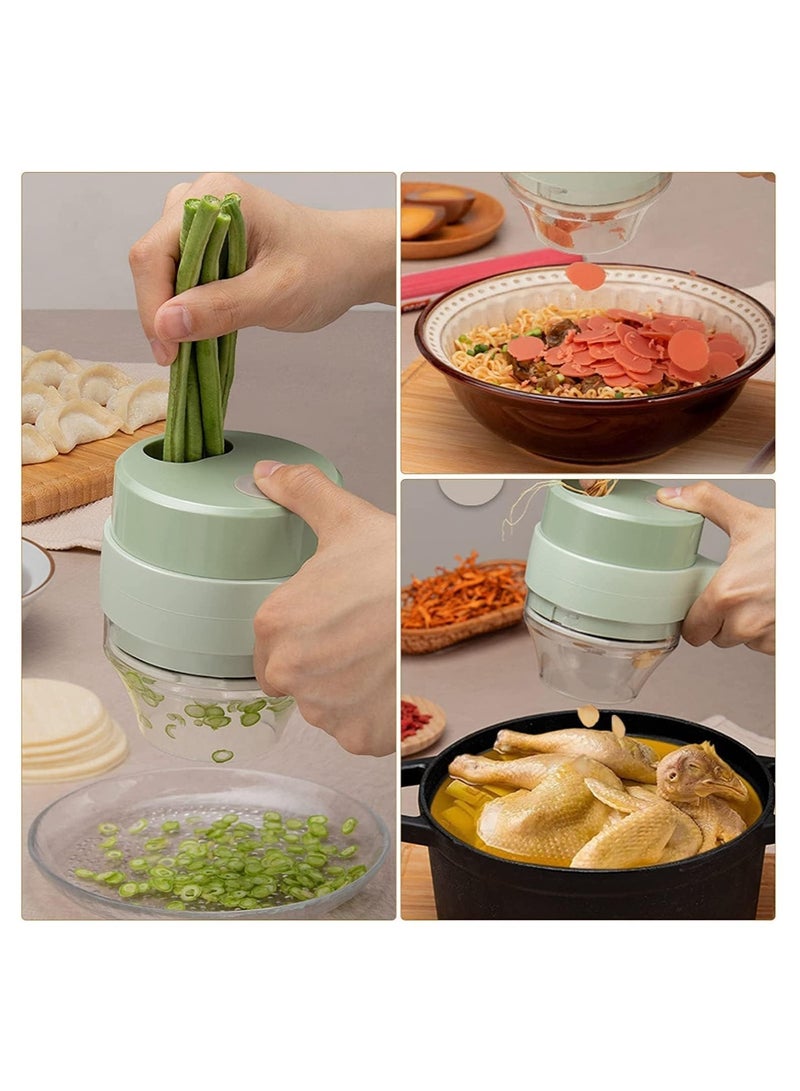4 in 1 Portable Electric Vegetable Cutter Set,Gatling Vegetable Chopper Mini Wireless Food Processor,Garlic Chili Onion Celery Ginger Meat Garlic Chopper with Brush - Image 5