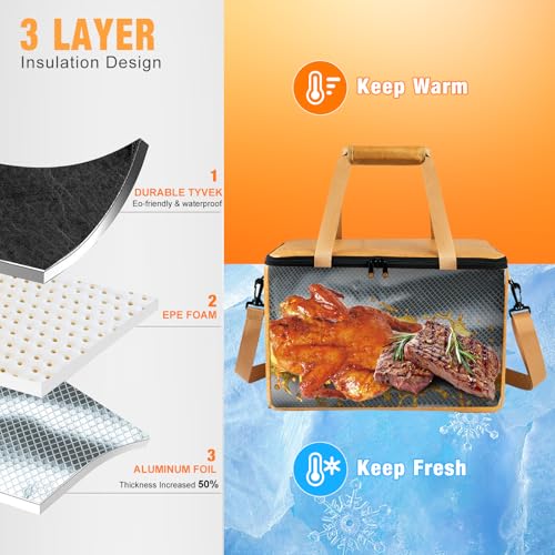 EddHomes BBQ Blanket for Resting Meat Reusable Insulated Brisket Resting Blanket Large Capacity BBQ Meat Blanket Bag with Adjustable Shoulder Strap Smoker Meat Insulated Resting Bag for BBQ Meat - Image 3