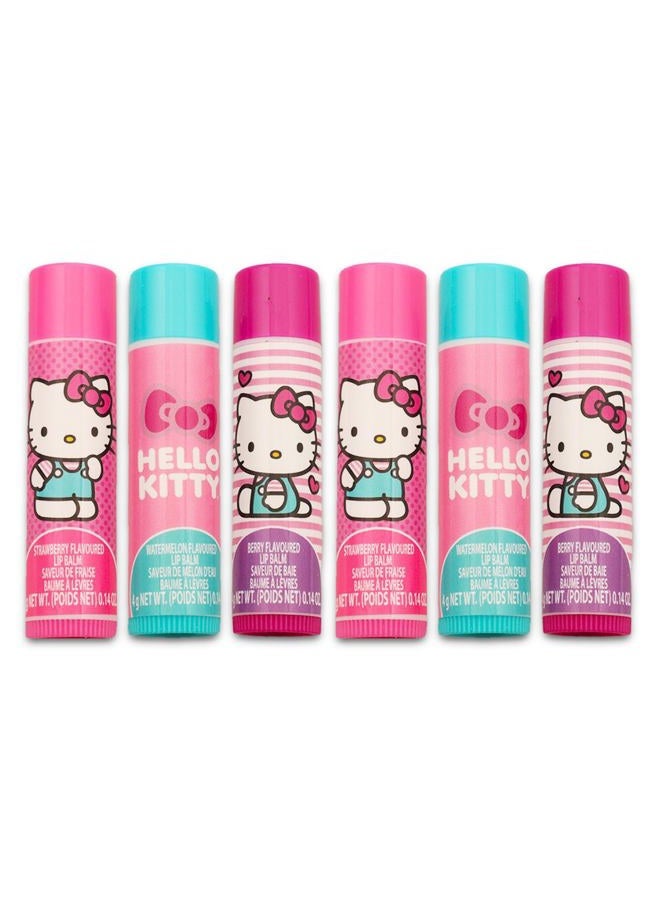 Hello Kitty أنابيب بلسم الشفاه - مجموعة تحتوي على 6 بلسم شفاه هالو كيتي بنكهات متنوعة لهدايا الحفلات بالإضافة إلى ملصقات هالو كيتي، والمزيد | هدايا حفلات هالو كيتي للفتيات - Image 2