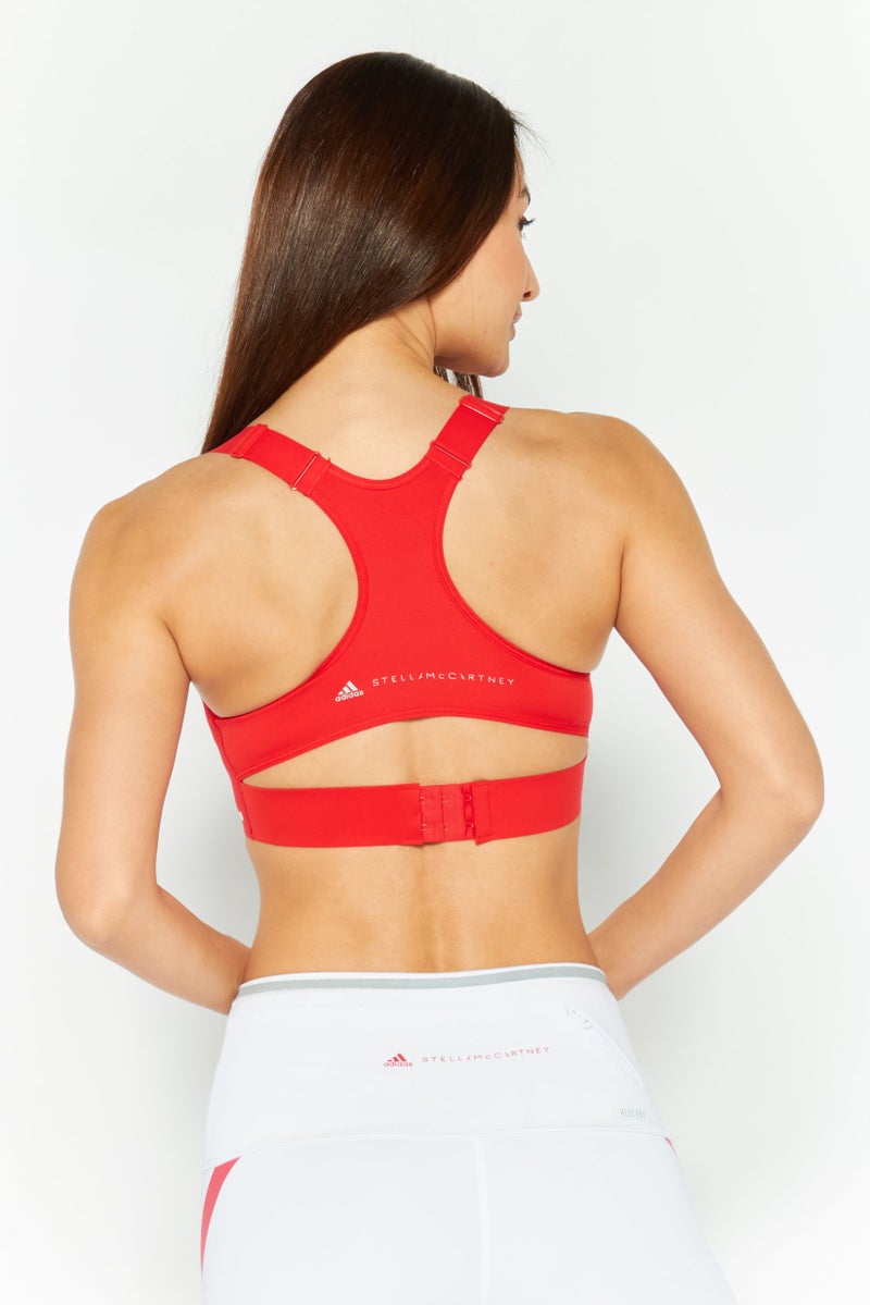 Adidas Adidas by Stella McCartney Women Sportswear Fit Embroidered Logo Padded Sports Bra, Red - Image 4