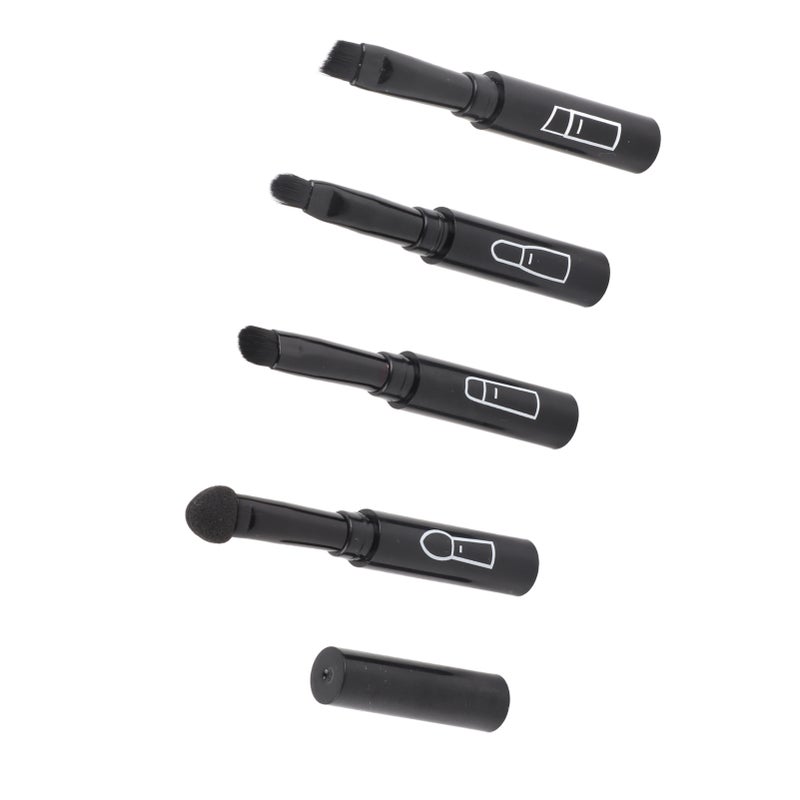 4 in 1 Telescopic Makeup Brushes Set Portable Retractable Lip Eyebrow Eyeshadow Cosmetic BrushesBlack - Image 5
