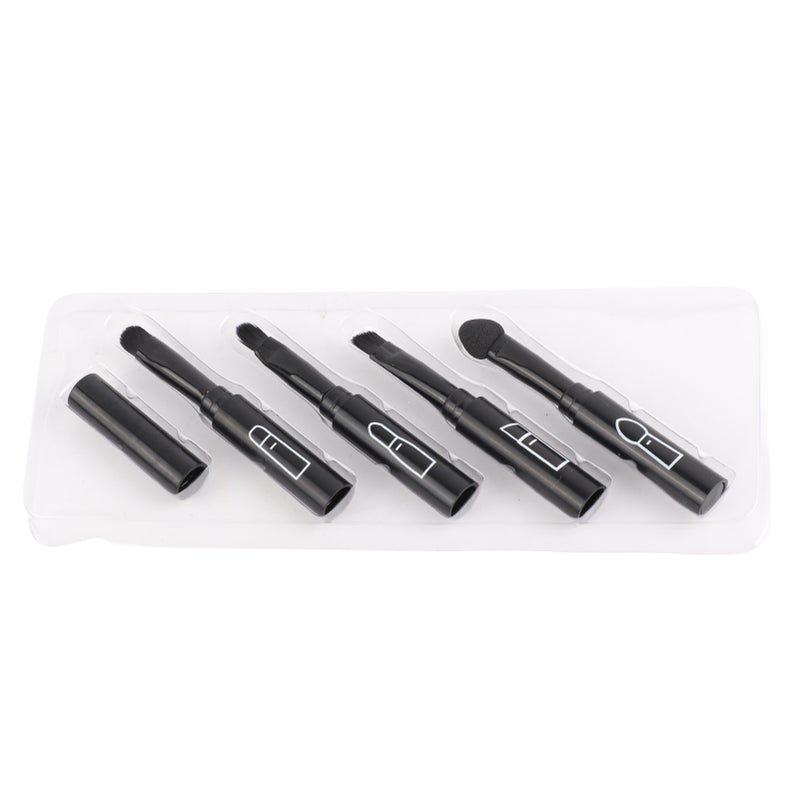 4 in 1 Telescopic Makeup Brushes Set Portable Retractable Lip Eyebrow Eyeshadow Cosmetic BrushesBlack - Image 1