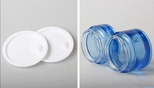 tupwel 2pcs Round Blue Glass Empty Refillable Cosmetic Bottle Face Cream Containers Cae Box Jar Pot Vials For Lotion Eye Shadow Nail Make Up Powder Salve Ointment Sample（50ML） - Image 2
