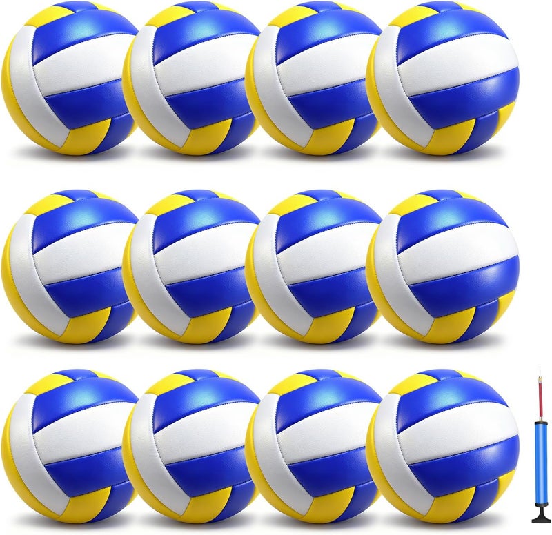 jiaonun 12 Pack Regulation Size 5 Volleyballs for Women and Men, Outdoor or Indoor, with Pump - Image 1