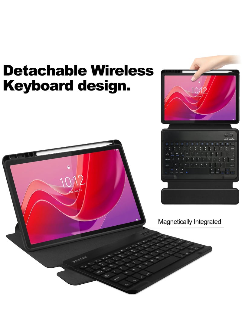 Lenovo Tab M11 TB330FU Acrylic Clear Swivel Tablet Case with Pen Holder and Detachable Wireless Bluetooth Keyboard - Image 3