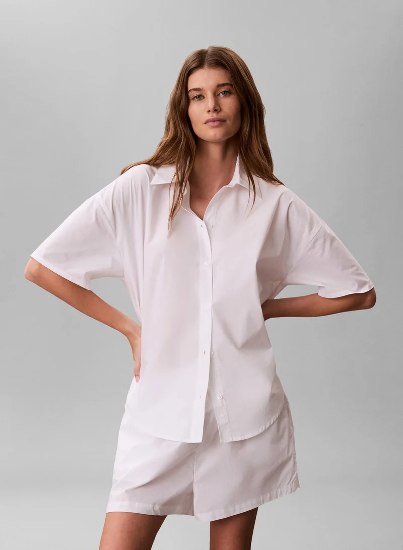 Calvin Klein Cotton Poplin Pyjama Button-Down Shirt