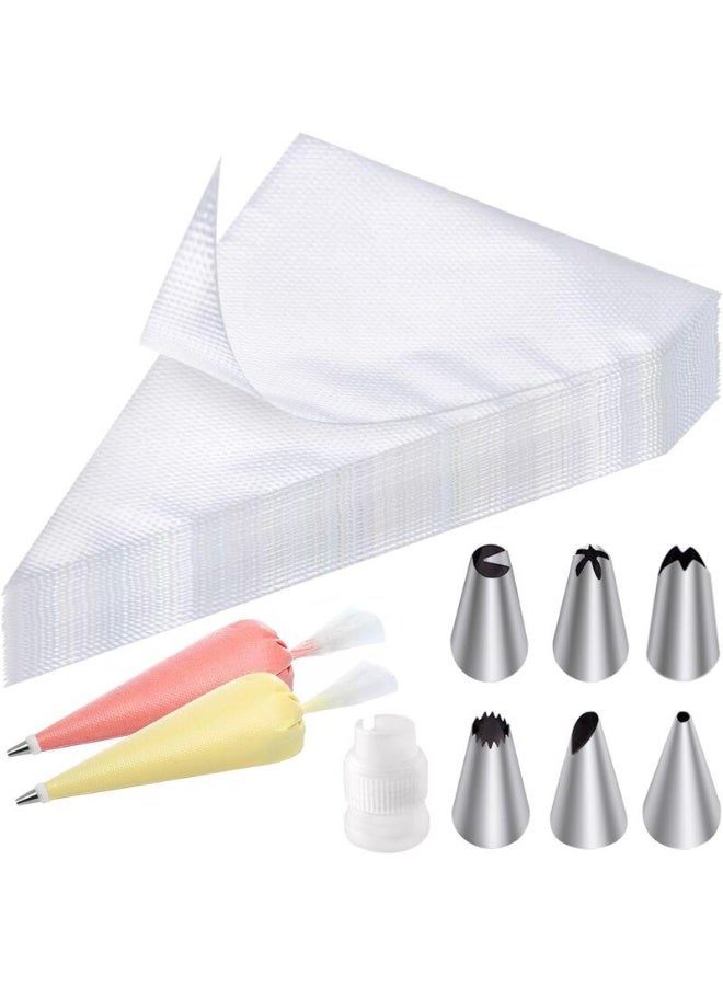 DUNISO Piping Bags and Tips Set, 100Pcs Pastry Bags Disposable for Cakes Decorating Tools Supplies with 1 Couplers, 6 Frosting Tips,Suitable for Cake, Cream Frosting and Cookie Decoration Supplies - Image 1