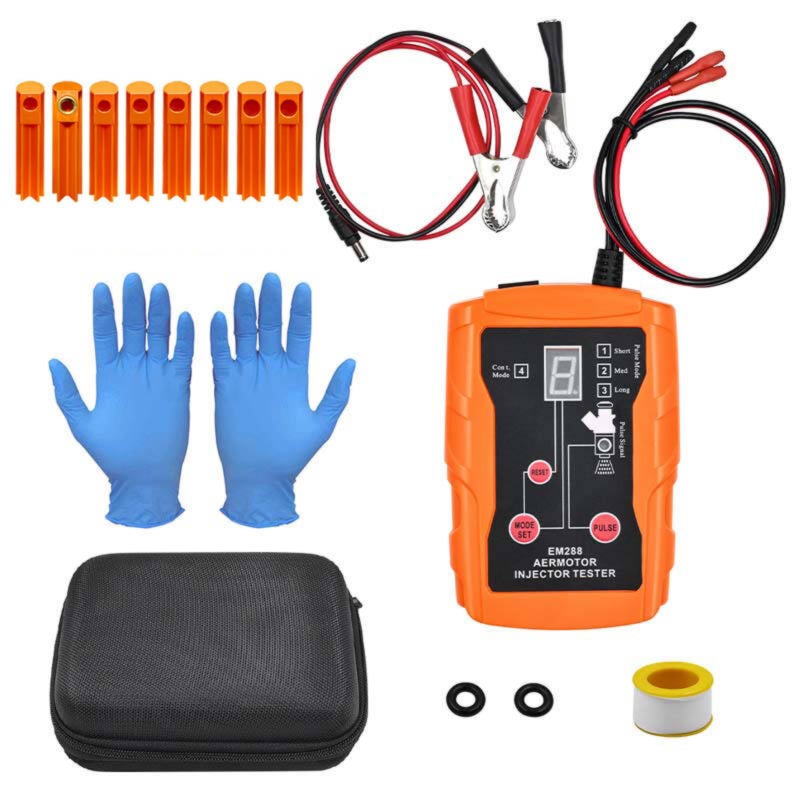 Fuel Injector Tester and Cleaner Kit, Dual Injector Testing Tool with 8 Pulse Modes, LCD Display, Universal 12V EFI GDI Injector Cleaning Kit with 8 Adapters（Orange） - Image 1
