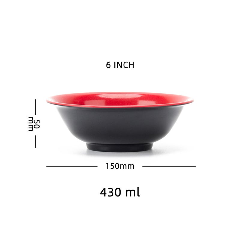 Black And Red Two-Color Melamine Plastic Tableware Restaurant Dining Room Malatang Bowl Japanese Ramen Bowl Large Porridge Powder Soup Bowl - Image 1
