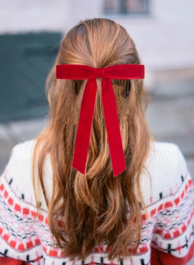 Tobeffect Velvet Hair Bows for Women Girls Christmas Hair Bows Velvet Bows for Hair Women Velvet Ribbon Bows Velvet Hair Accessories Christmas Gifts - Image 5