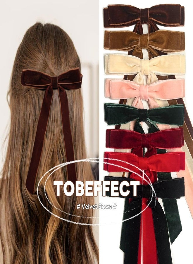Tobeffect Velvet Hair Bows for Women Girls Christmas Hair Bows Velvet Bows for Hair Women Velvet Ribbon Bows Velvet Hair Accessories Christmas Gifts - Image 2